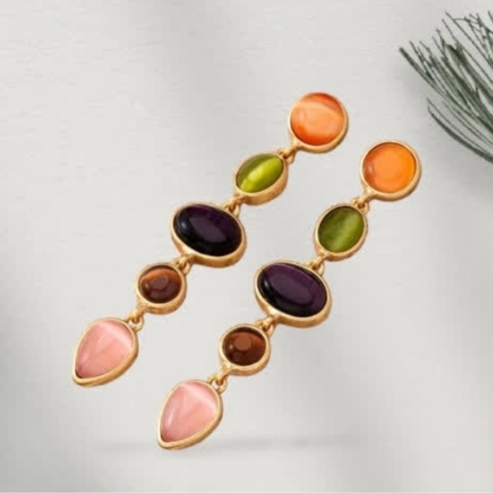 Elegant Multi-Color Drop Earrings - Picture 2 of 3